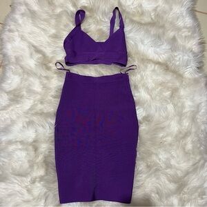 Boutique purple bandage skirt set size M